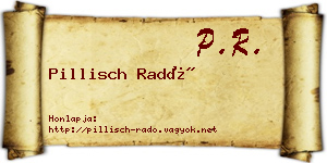 Pillisch Radó névjegykártya